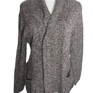 Women’s Brown Open-Knit Cardigan – Lightweight Open-Front Sweater XL